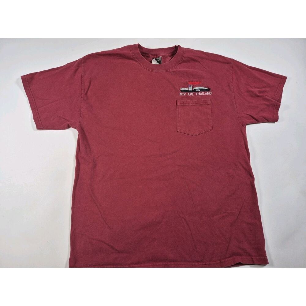 Vintage M/V APL Thailand Embroidered Ship Red Shirt Size Lg